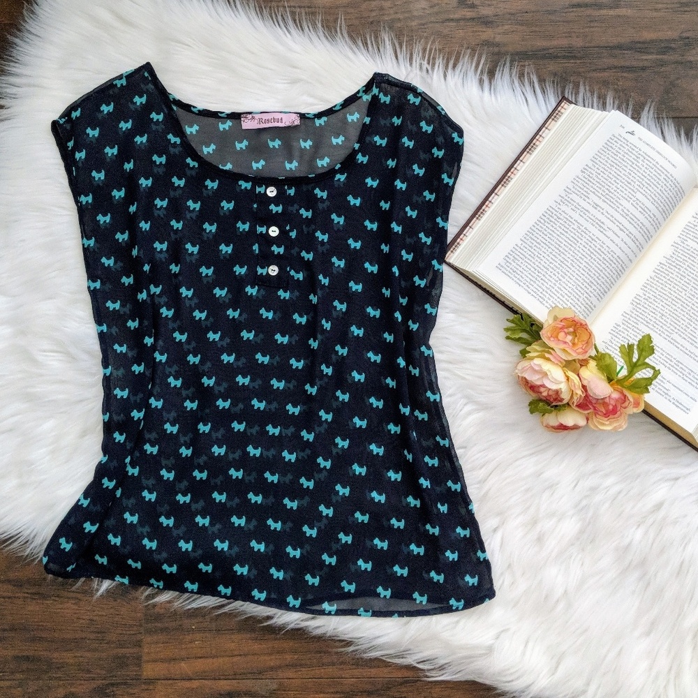 Navy and teal scotty dog shirt 🐾